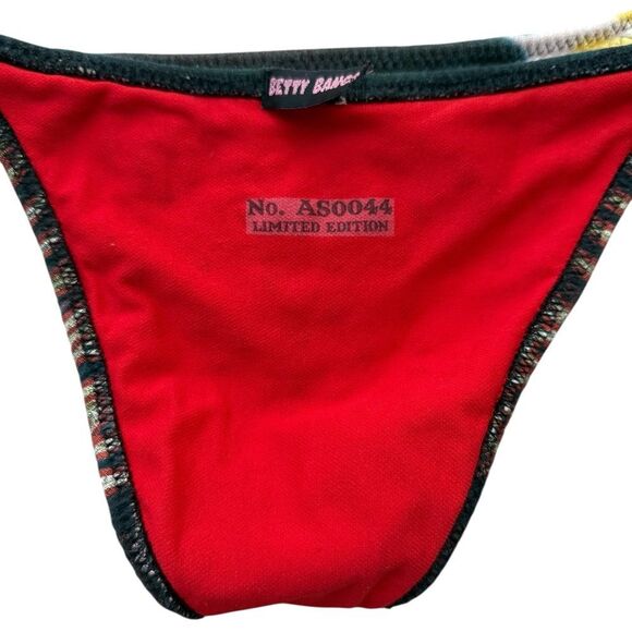Betty Bangs Red & Black Dream On Aerosmith Rhinestone Cheeky Bikini Bottom - Picture 13 of 13